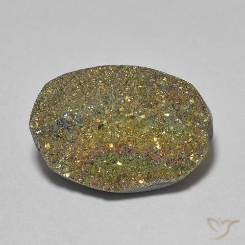 7.46ct Natural Multicolorido Pirita arco-íris, oval, Opaco