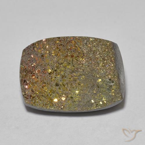 8.00ct Natural Multicolorido Pirita arco-íris, Almofada, Opaco