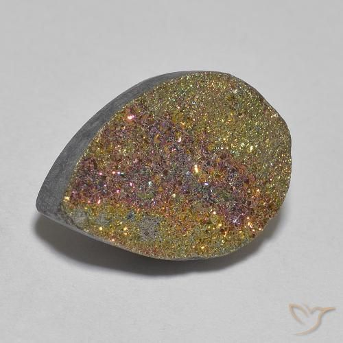Pirita arco-íris Multicolorido Natural 6.65ct, Formato de pêra, Opaco