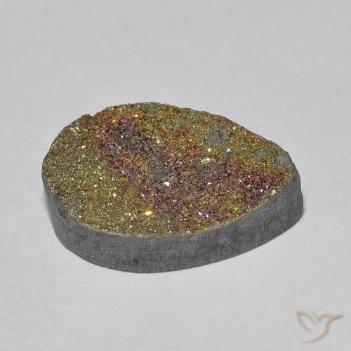 Pirita arco-íris Multicolorido Natural 6.65ct, Formato de pêra, Opaco