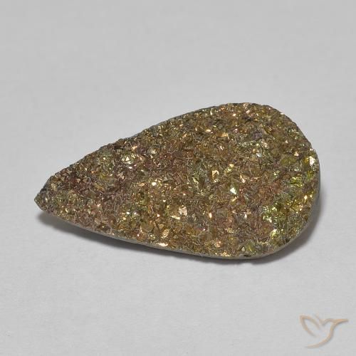 5.38ct Natural Multicolorido Pirita arco-íris, Formato de pêra, Opaco