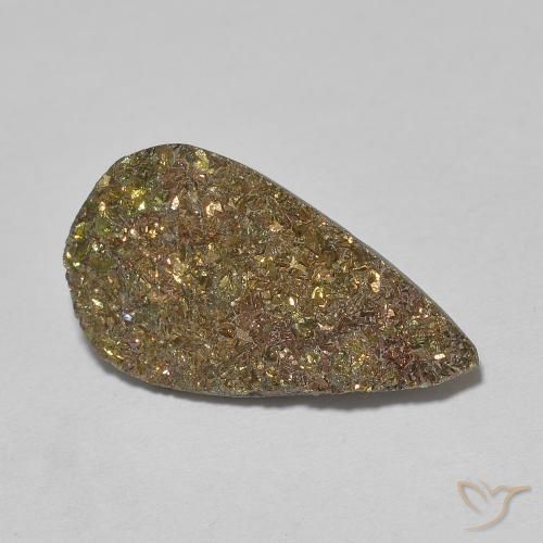Pirita arco-íris Multicolorido Natural 5.38ct, Formato de pêra, Opaco