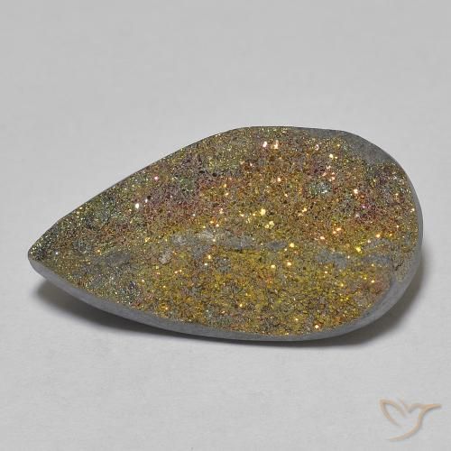 10.62ct Natural Multicolorido Pirita arco-íris, Formato de pêra, Opaco