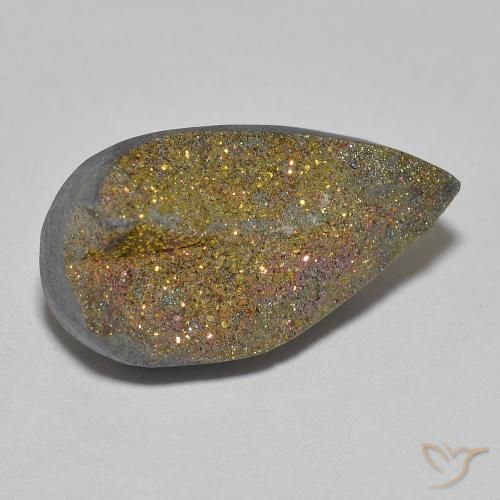 Pirita arco-íris Multicolorido Natural 10.62ct, Formato de pêra, Opaco