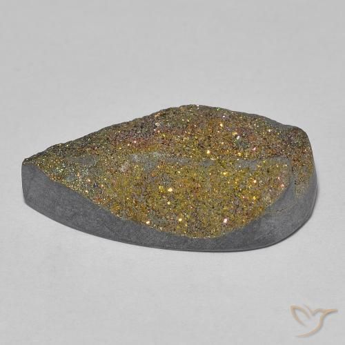 Pirita arco-íris Multicolorido Natural 10.62ct, Formato de pêra, Opaco