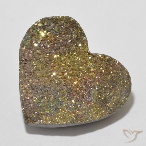 7.36ct Natural Multicolorido Pirita arco-íris, Coração, Opaco
