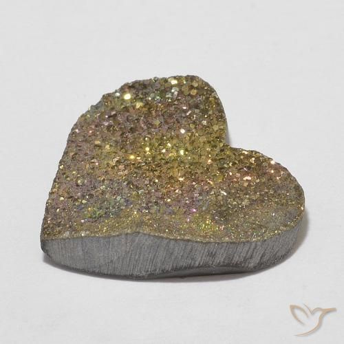 Pirita arco-íris Multicolorido Natural 7.36ct, Coração, Opaco