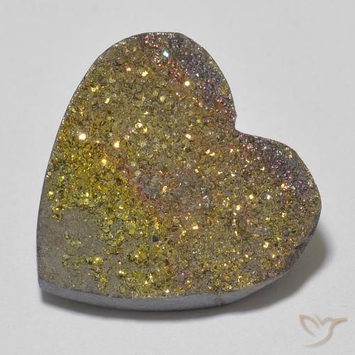 13.57ct Natural Multicolorido Pirita arco-íris, Coração, Opaco