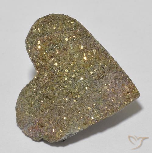 13.67ct Natural Multicolorido Pirita arco-íris, Coração, Opaco