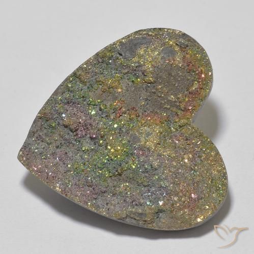 17.87ct Natural Multicolorido Pirita arco-íris, Coração, Opaco