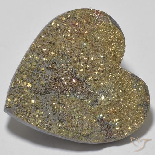 28.68ct Natural Multicolorido Pirita arco-íris, Coração, Opaco