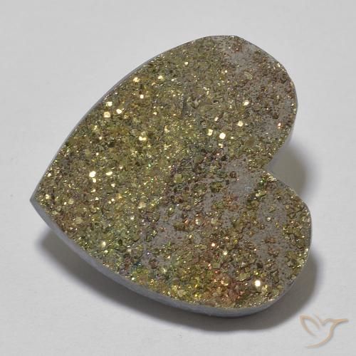 17.04ct Natural Multicolorido Pirita arco-íris, Coração, Opaco