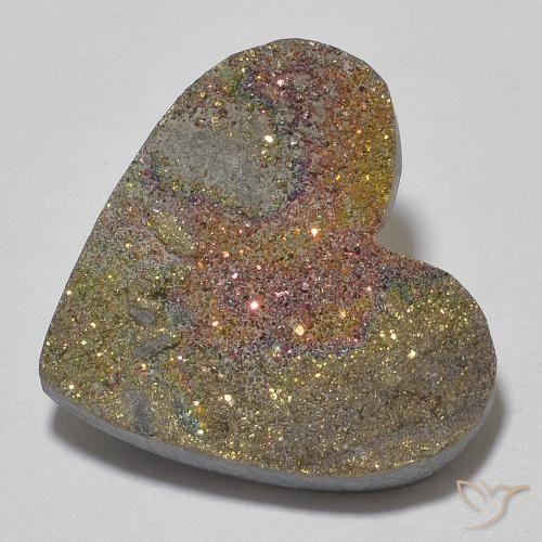 9.21ct Natural Multicolorido Pirita arco-íris, Coração, Opaco
