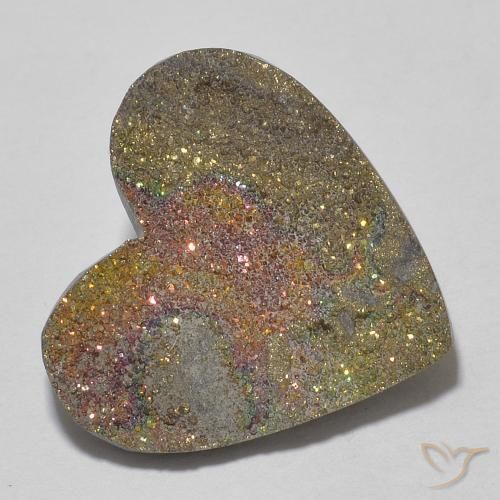 Pirita arco-íris Multicolorido Natural 9.21ct, Coração, Opaco