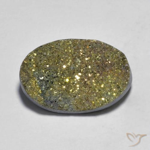 11.75ct Natural Multicolorido Pirita arco-íris, oval, Opaco