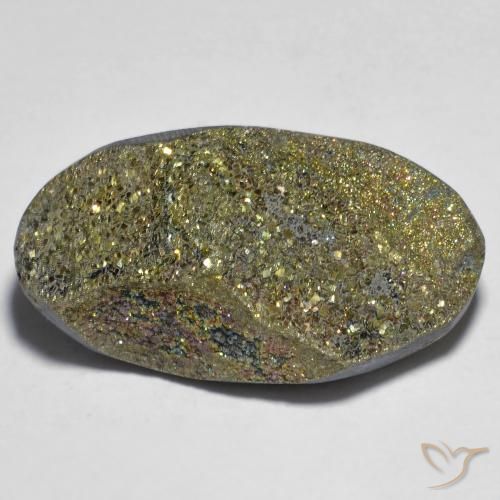 25.63ct Natural Multicolorido Pirita arco-íris, oval, Opaco
