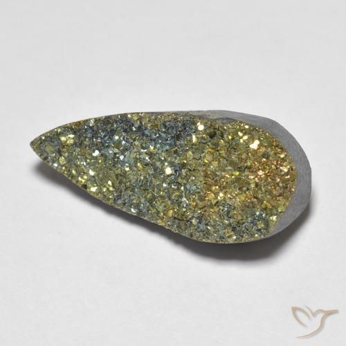 6.64ct Natural Multicolorido Pirita arco-íris, Formato de pêra, Opaco
