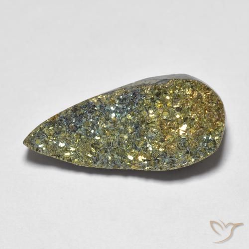 Pirita arco-íris Multicolorido Natural 6.64ct, Formato de pêra, Opaco