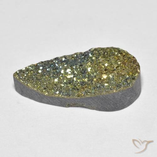 Pirita arco-íris Multicolorido Natural 6.64ct, Formato de pêra, Opaco