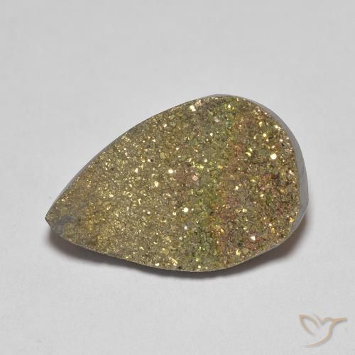 Pirita arco-íris Multicolorido Natural 4.74ct, Formato de pêra, Opaco