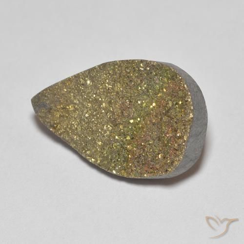 Pirita arco-íris Multicolorido Natural 4.74ct, Formato de pêra, Opaco