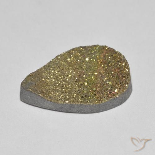 Pirita arco-íris Multicolorido Natural 4.74ct, Formato de pêra, Opaco
