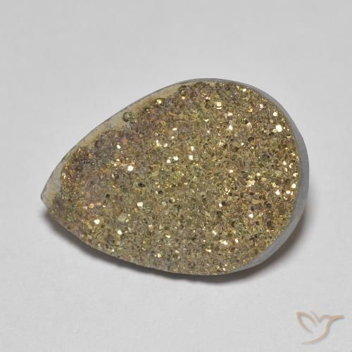 6.60ct Natural Multicolorido Pirita arco-íris, Formato de pêra, Opaco