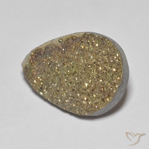 Pirita arco-íris Multicolorido Natural 6.60ct, Formato de pêra, Opaco