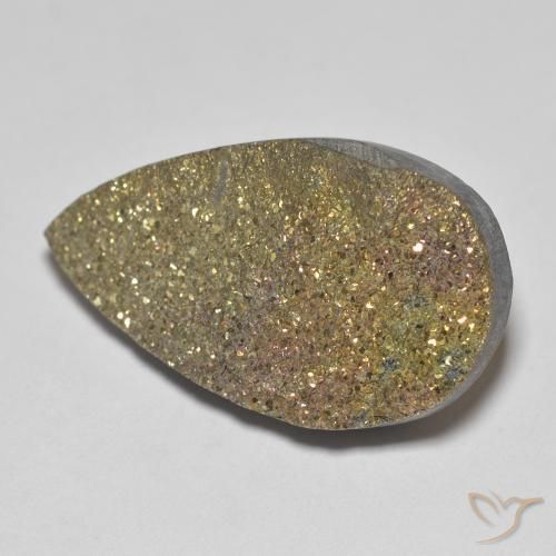 12.75ct Natural Multicolorido Pirita arco-íris, Formato de pêra, Opaco
