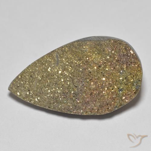 Pirita arco-íris Multicolorido Natural 12.75ct, Formato de pêra, Opaco
