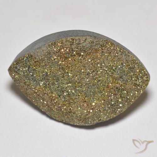 17.11ct Natural Multicolorido Pirita arco-íris, Marquesa, Opaco