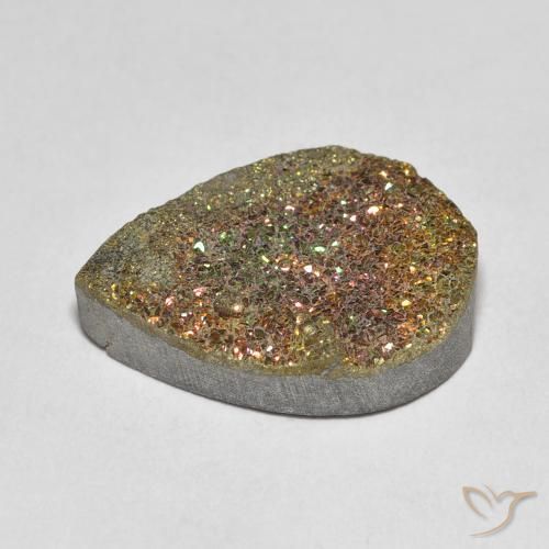 Pirita arco-íris Multicolorido Natural 7.81ct, Formato de pêra, Opaco