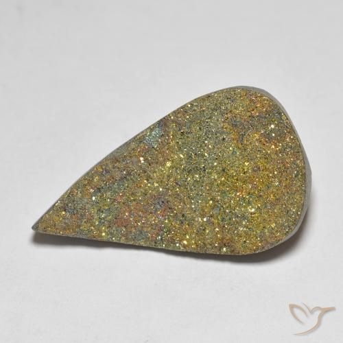 12.62ct Natural Multicolorido Pirita arco-íris, Formato de pêra, Opaco