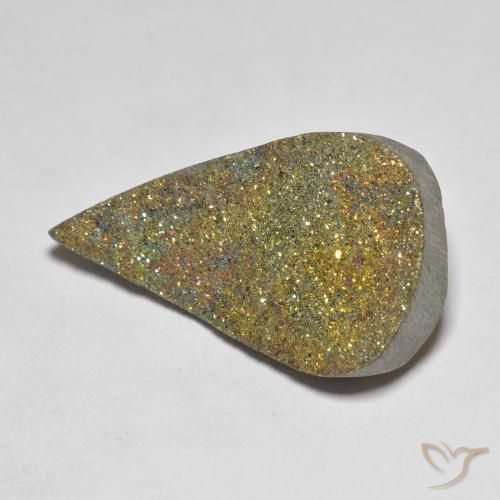 Pirita arco-íris Multicolorido Natural 12.62ct, Formato de pêra, Opaco