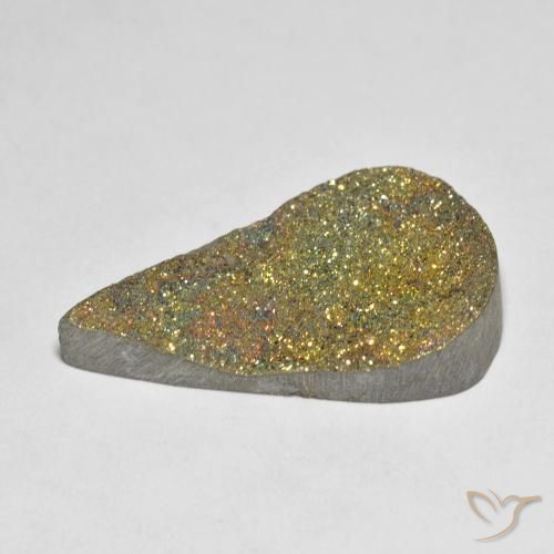 Pirita arco-íris Multicolorido Natural 12.62ct, Formato de pêra, Opaco