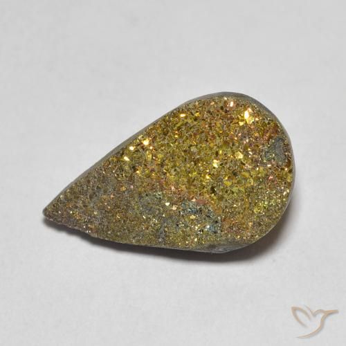 4.42ct Natural Multicolorido Pirita arco-íris, Formato de pêra, Opaco
