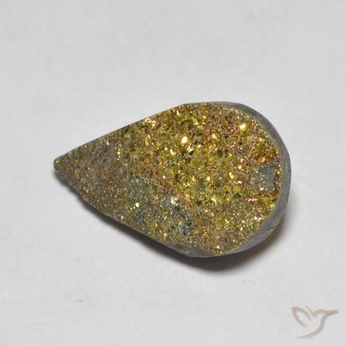 Pirita arco-íris Multicolorido Natural 4.42ct, Formato de pêra, Opaco