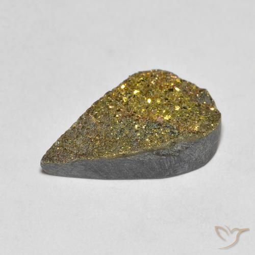 Pirita arco-íris Multicolorido Natural 4.42ct, Formato de pêra, Opaco