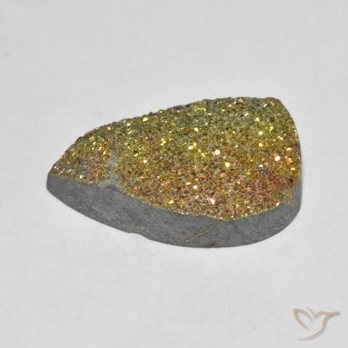 Pirita arco-íris Multicolorido Natural 6.29ct, Formato de pêra, Opaco
