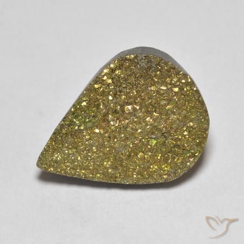5.42ct Natural Multicolorido Pirita arco-íris, Formato de pêra, Opaco