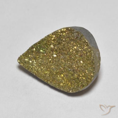 Pirita arco-íris Multicolorido Natural 5.42ct, Formato de pêra, Opaco