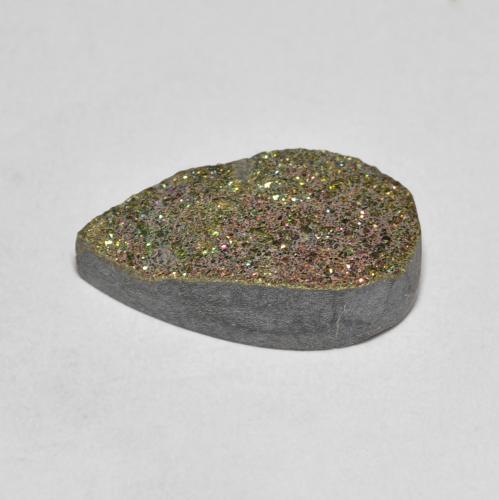 Pirita arco-íris multicolorido natural 3,64ct, formato de pêra, opaco