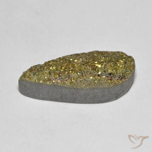Pirita arco-íris multicolorido natural 5,93ct, formato de pêra, opaco