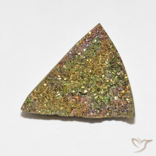 7.72ct Natural Multicolorido Pirita arco-íris, Trilhão, Opaco