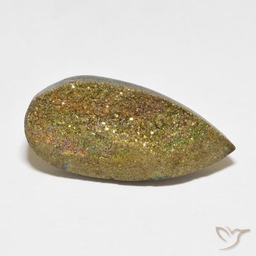 Pirita arco-íris Multicolorido Natural 13.42ct, Formato de pêra, Opaco