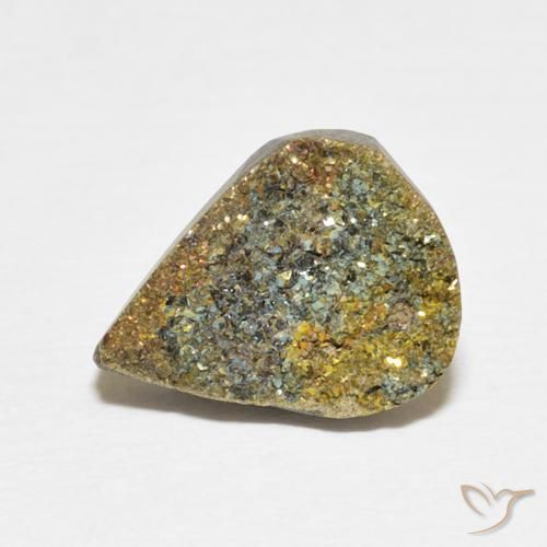 3.71ct Natural Multicolorido Pirita arco-íris, Formato de pêra, Opaco