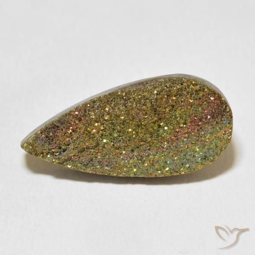 8.74ct Natural Multicolorido Pirita arco-íris, Formato de pêra, Opaco