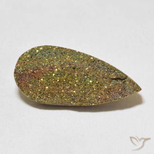 Pirita arco-íris Multicolorido Natural 8.74ct, Formato de pêra, Opaco