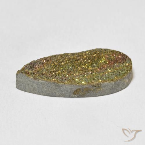 Pirita arco-íris Multicolorido Natural 8.74ct, Formato de pêra, Opaco