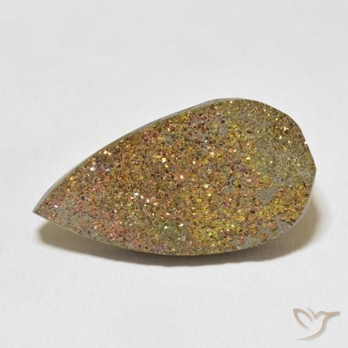 14.35ct Natural Multicolorido Pirita arco-íris, Formato de pêra, Opaco